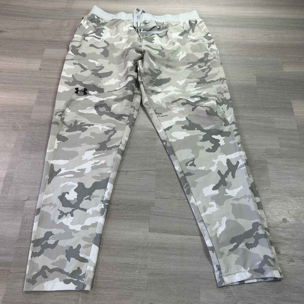 Under Armour Pants Mens XL Gray Camo Woven Jogger Elastic Waist Athletic